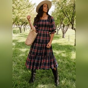 Ivy City Co Madeline dress Navy Plaid